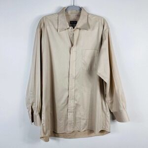 Gitman Bros. Size 16.5 33 Button Front Long Sleeve Dress Shirt Tan 100% Cotton